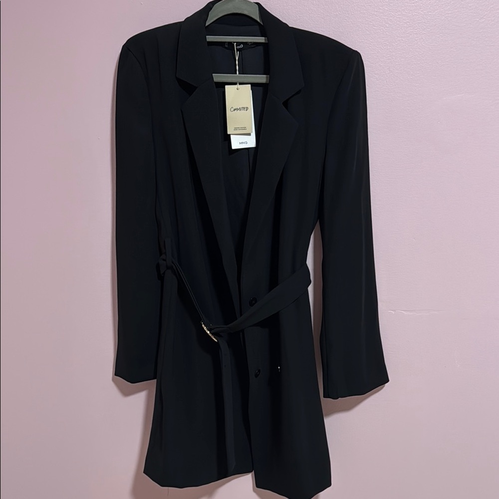 Mango Black Blazer Belted Dress